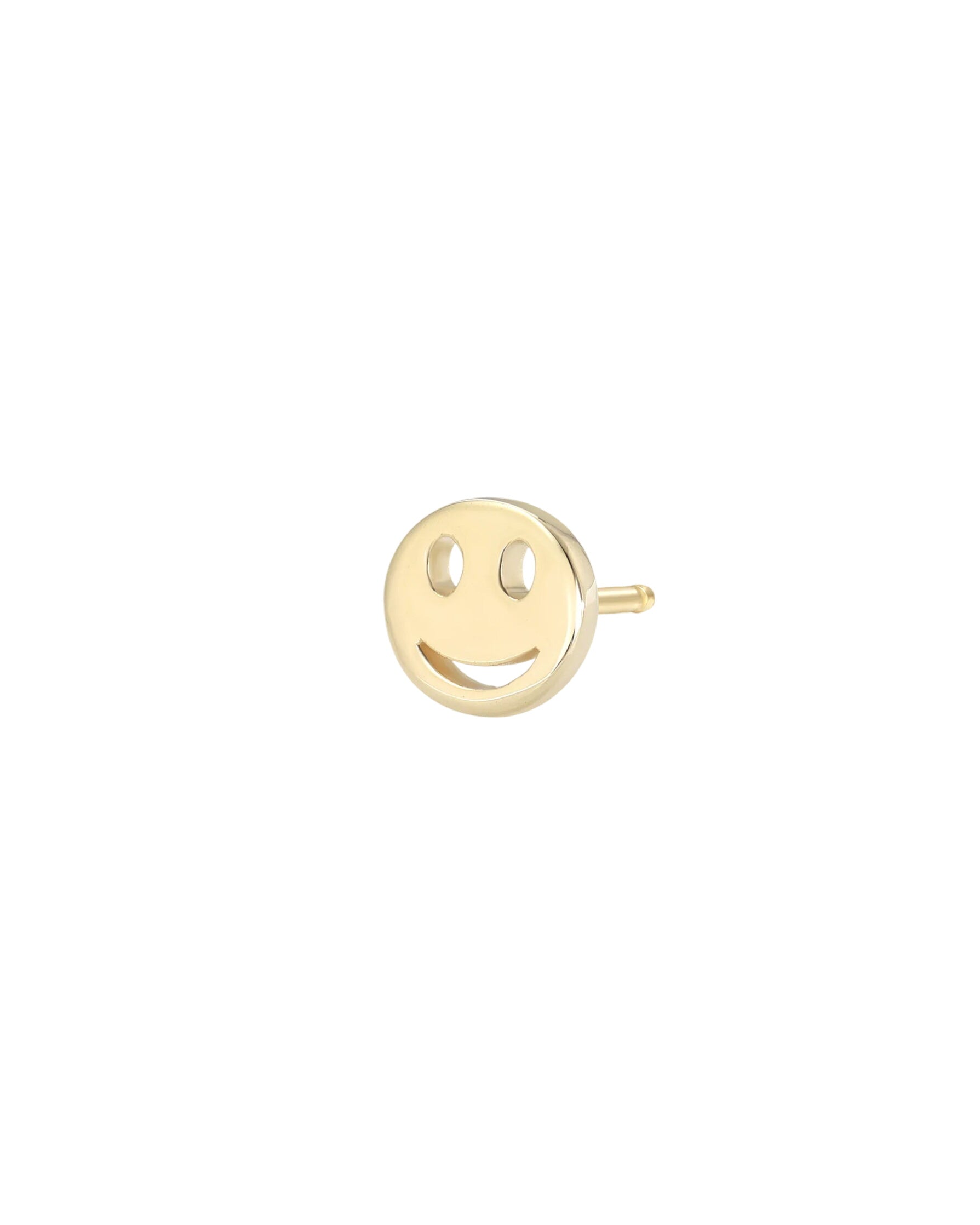 14k Gold Tiny Happy Emoji Stud Earring