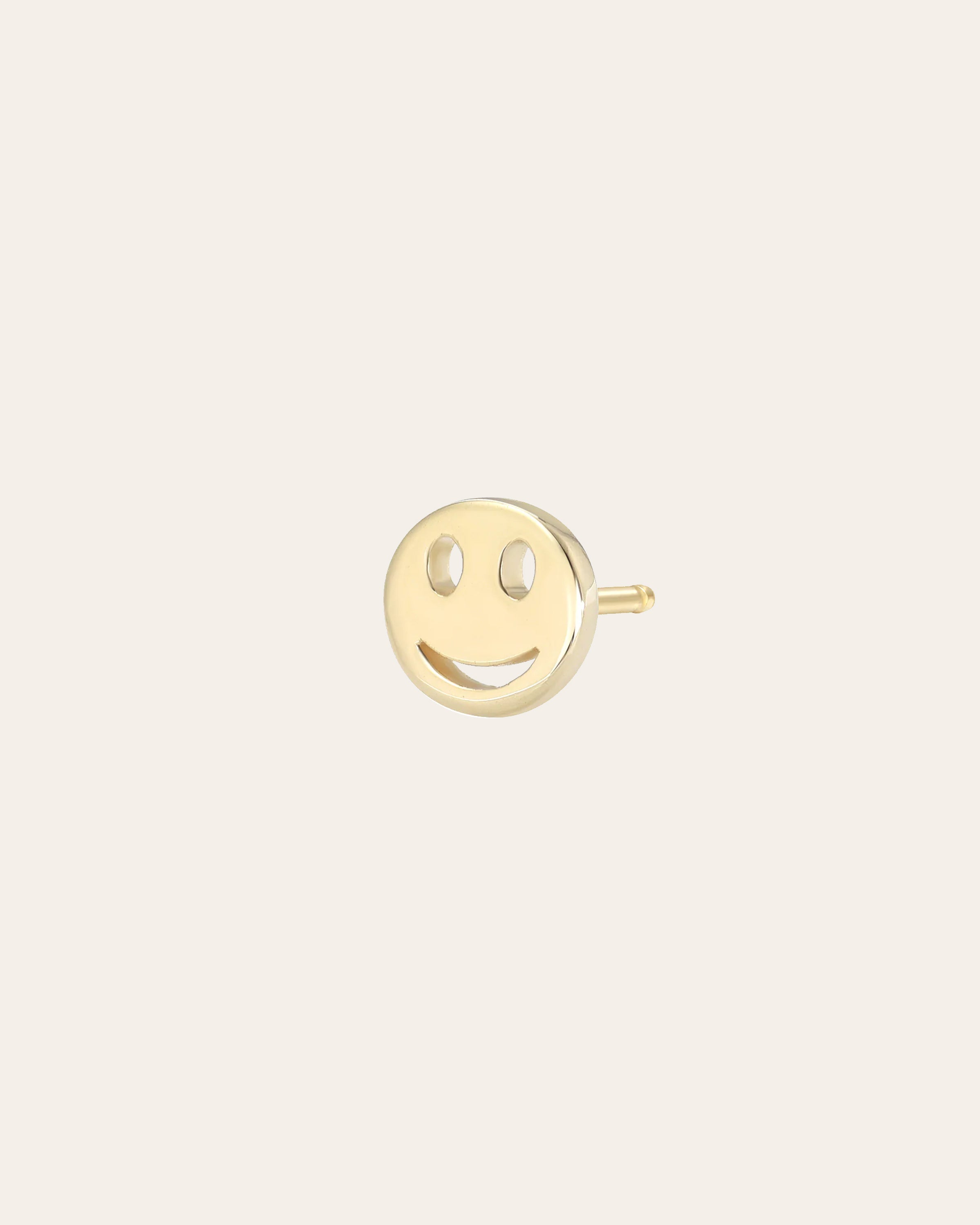 14k Gold Tiny Happy Emoji Stud Earring