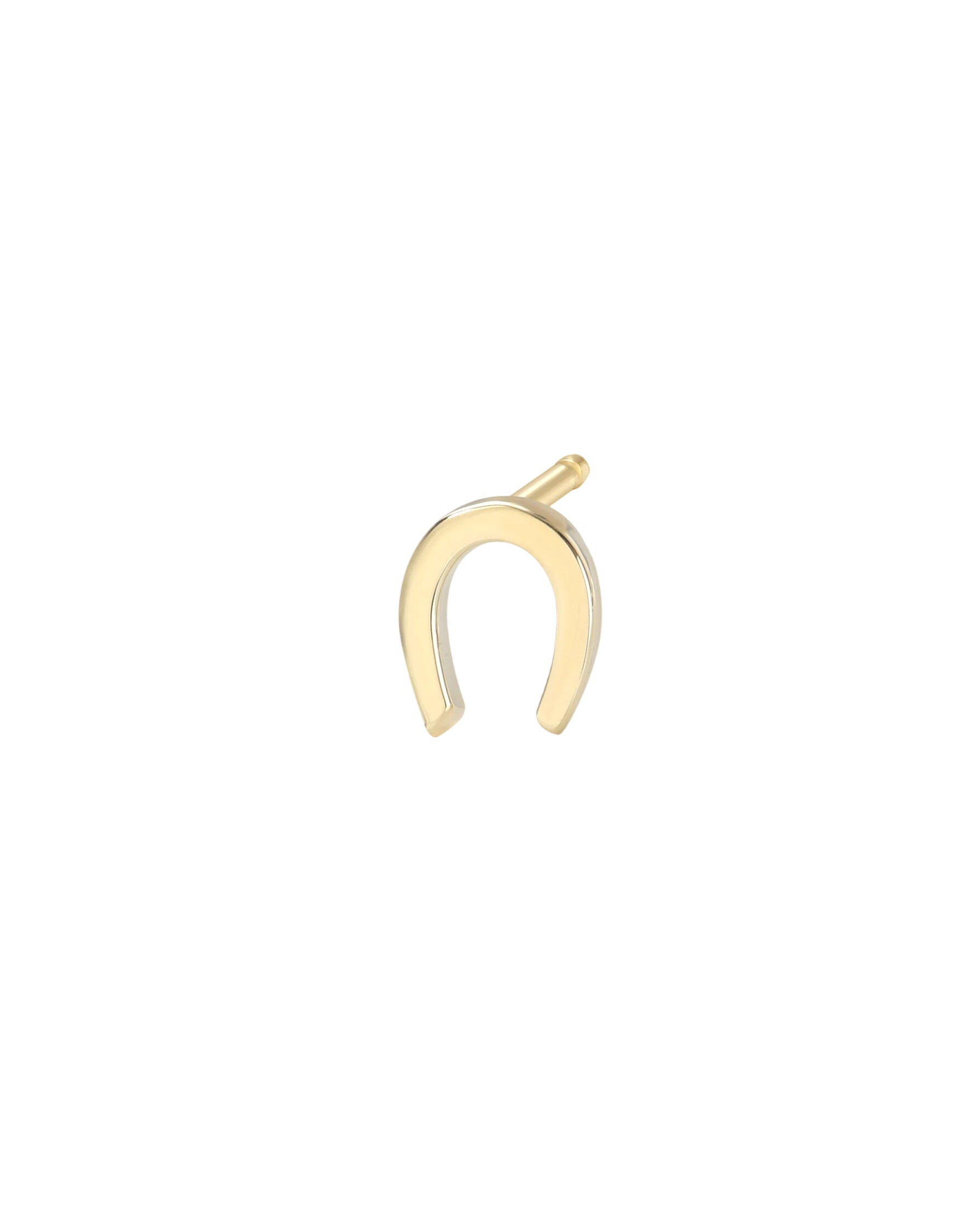 14k Gold Tiny Horseshoe Stud Earring