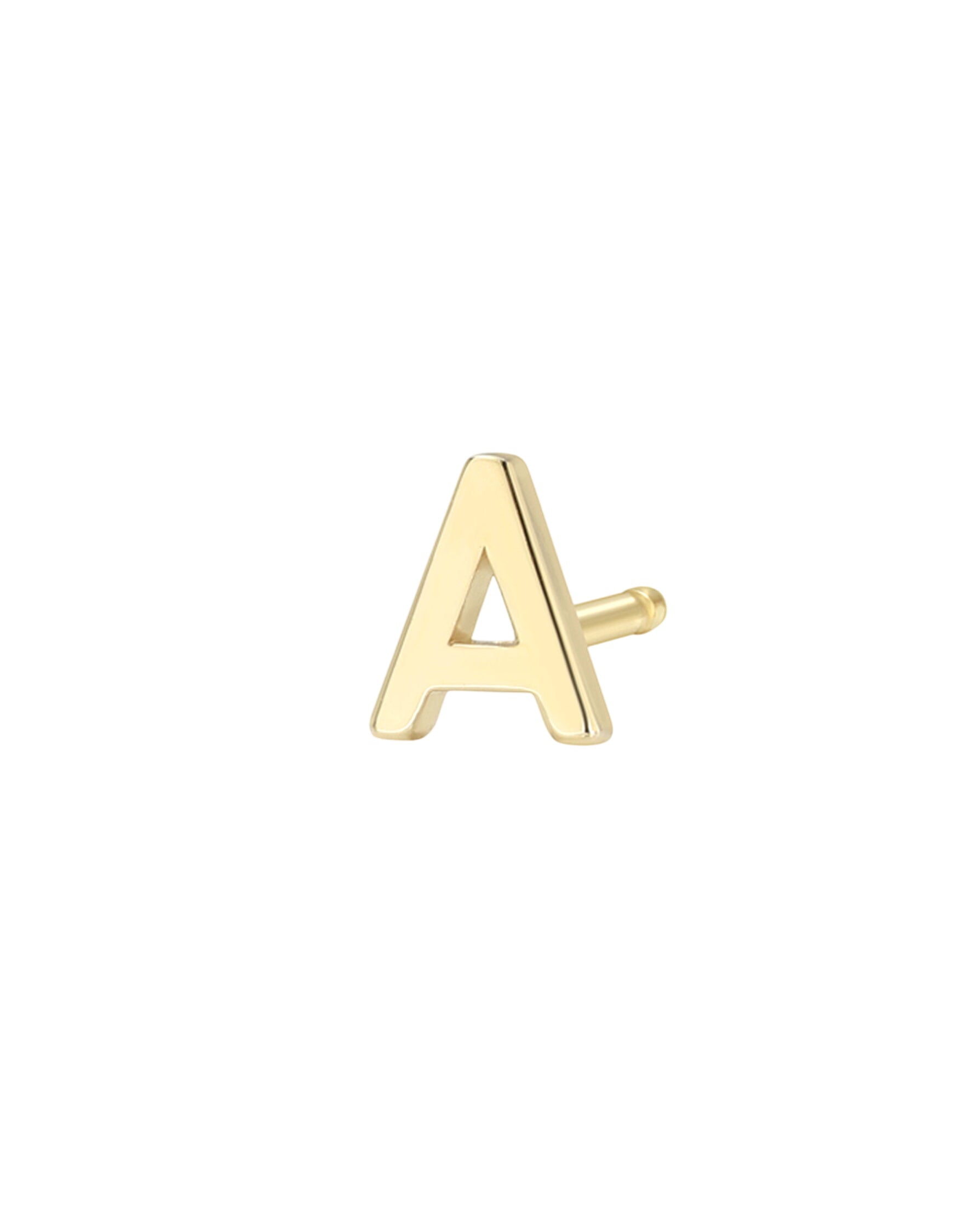 14k Gold Tiny Letter Stud Earring