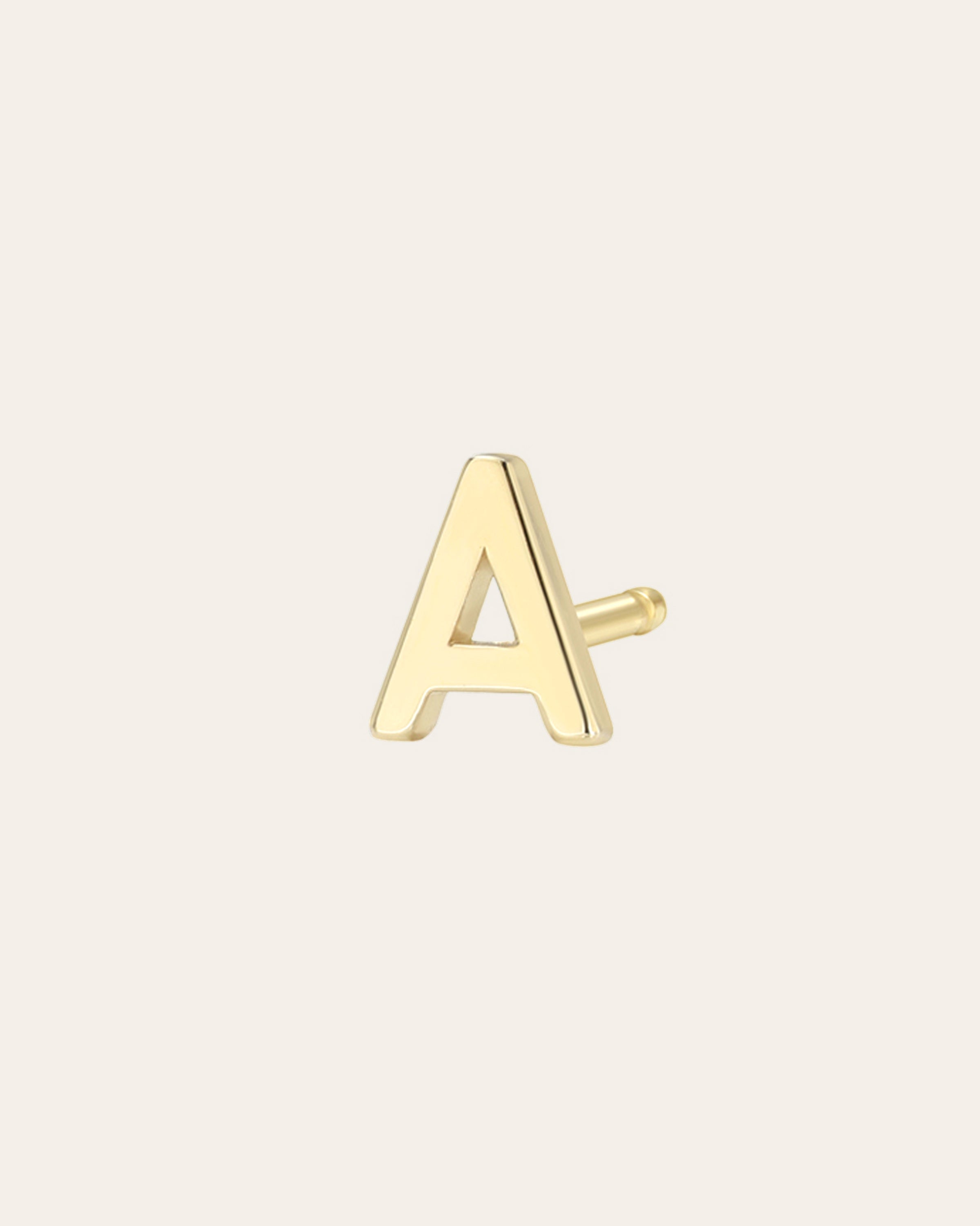 14k Gold Tiny Letter Stud Earring