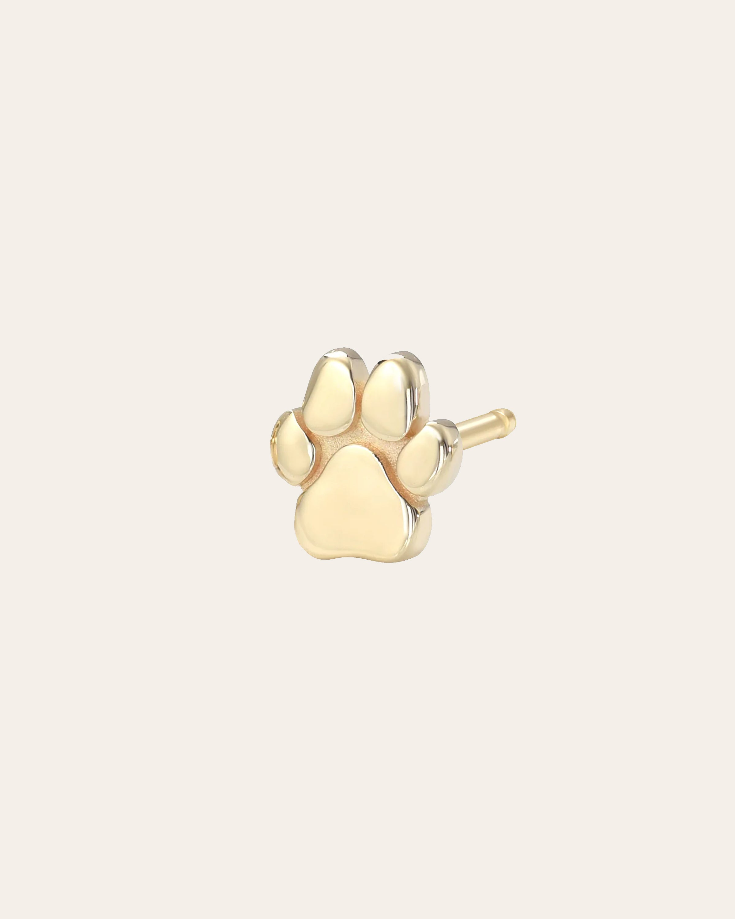 14k Gold Tiny Paw Stud Earring