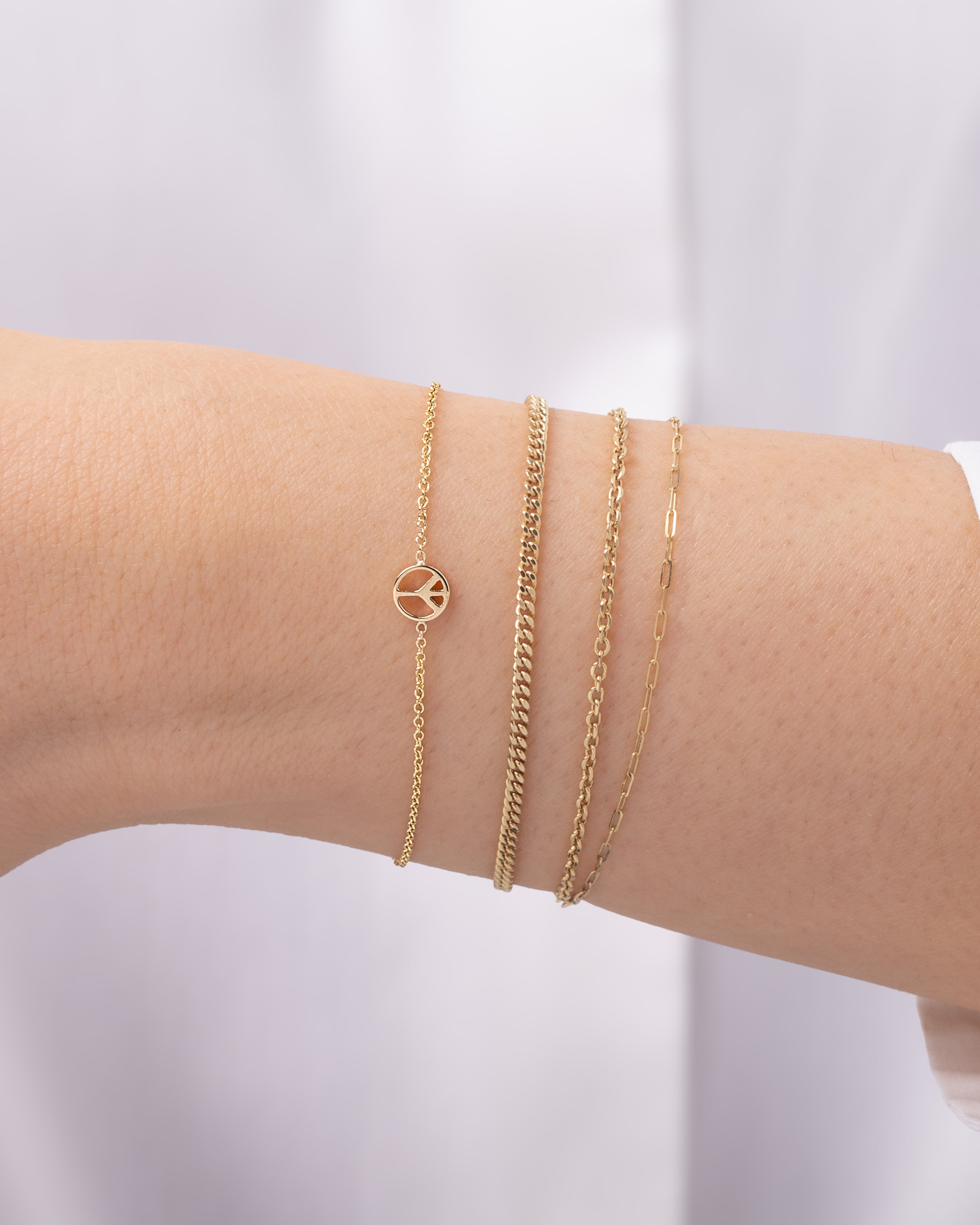 14k Gold Tiny Peace Bracelet