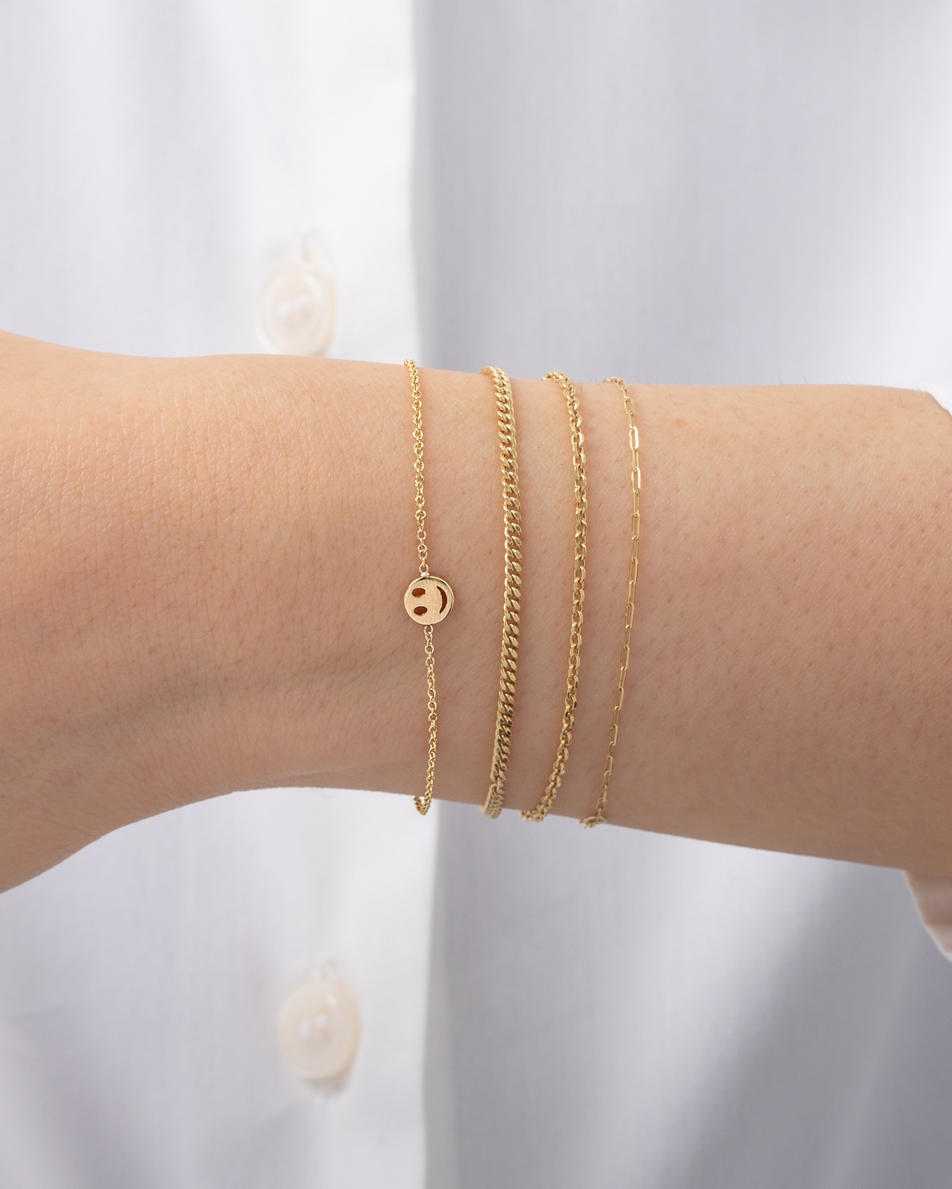 14k Gold Tiny Smile Emoji Bracelet