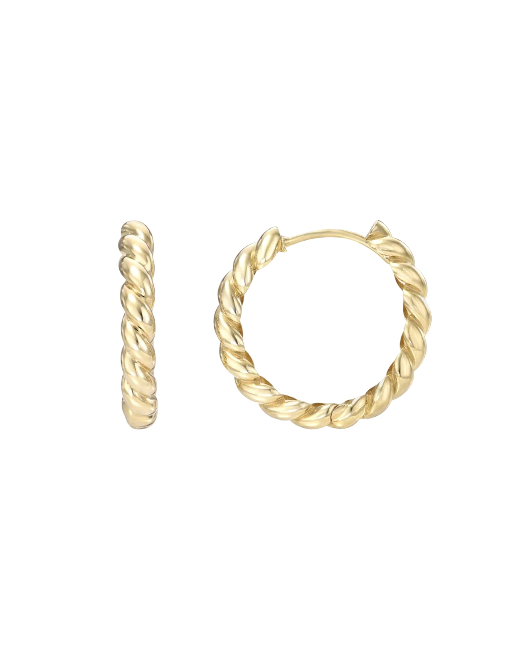 14k Gold Twist Huggie Earrings