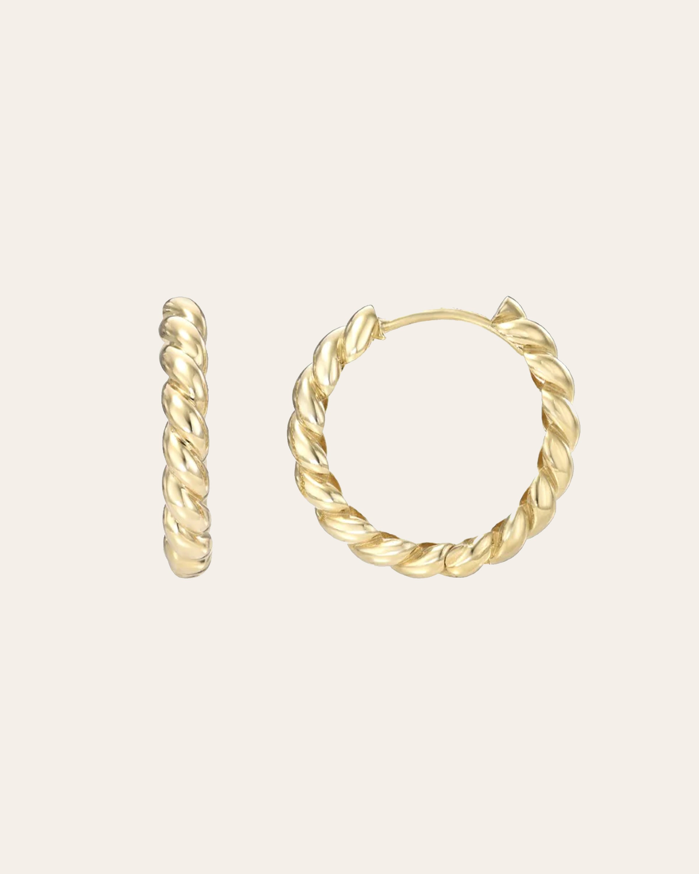 14k Gold Twist Huggie Earrings