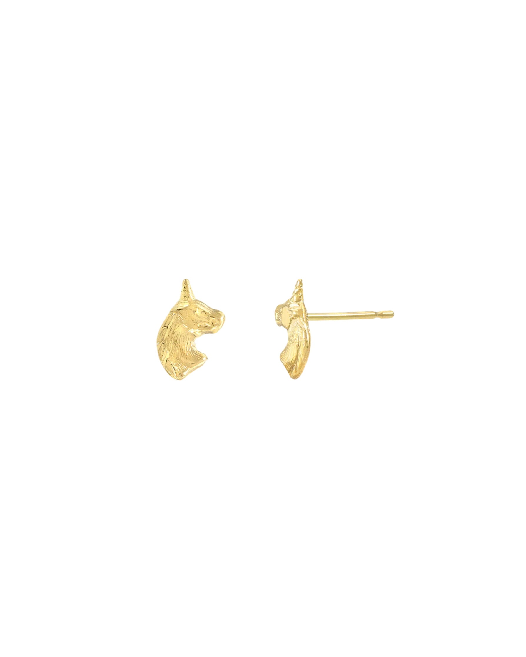 14k Gold Unicorn Stud Earrings