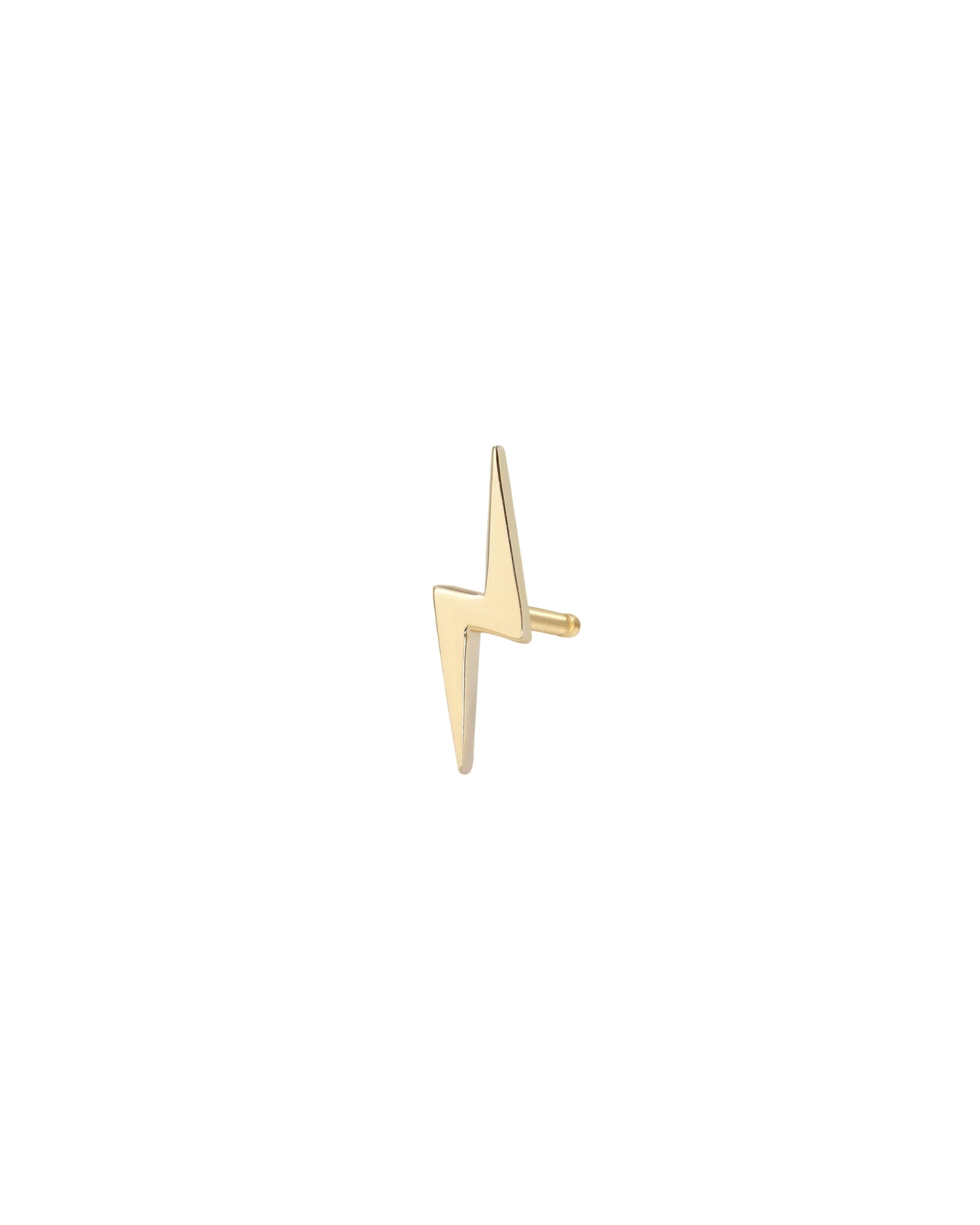 14k Gold Tiny Lightning Bolt Stud Earring