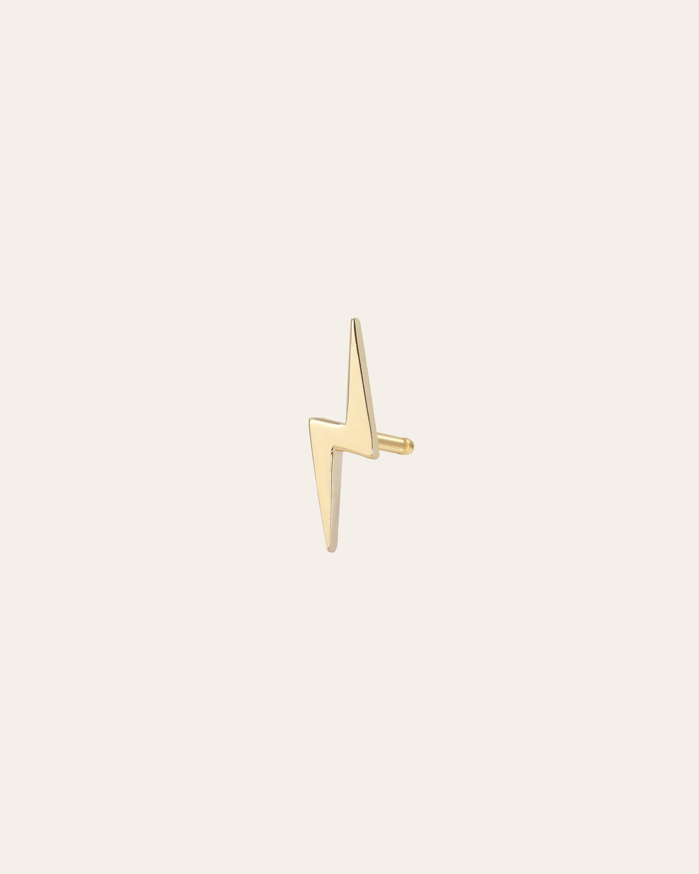 14k Gold Tiny Lightning Bolt Stud Earring