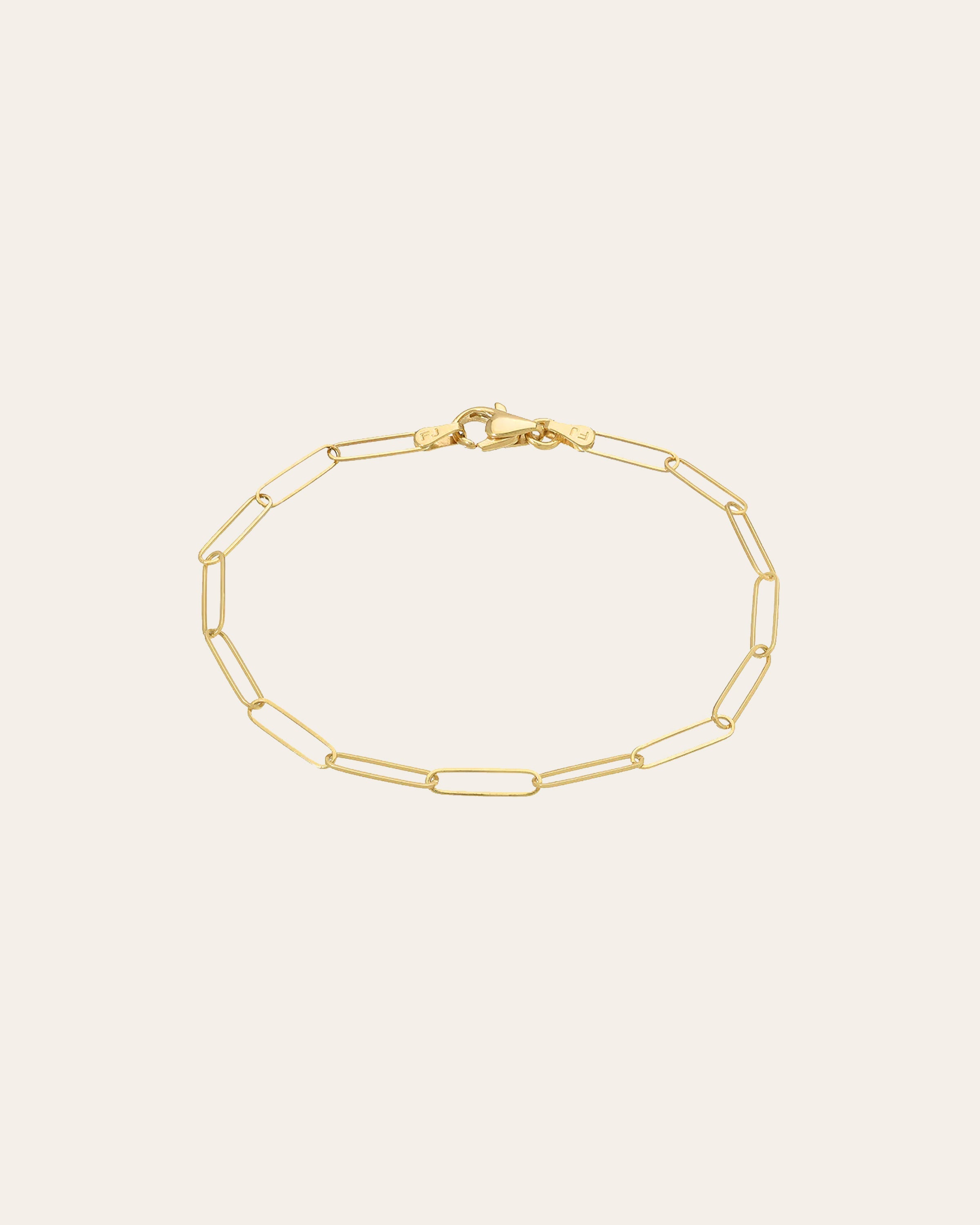 14k Gold Paper Clip Chain Bracelet