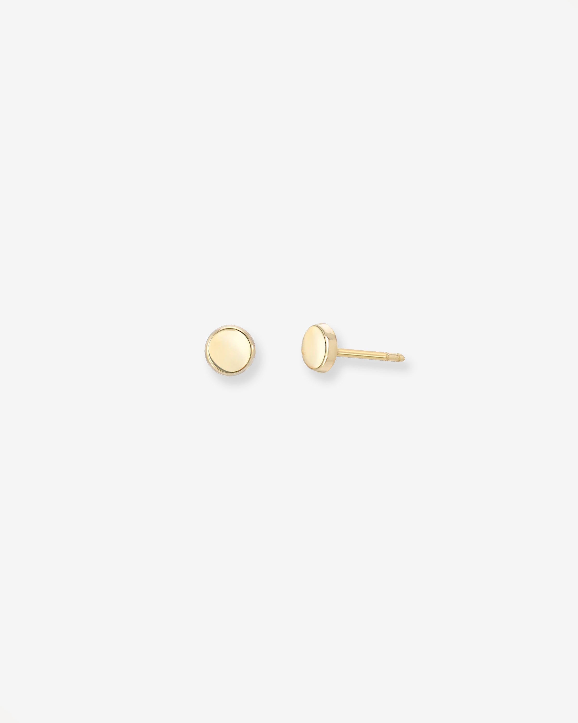 14k Gold Small Disc Stud Earrings