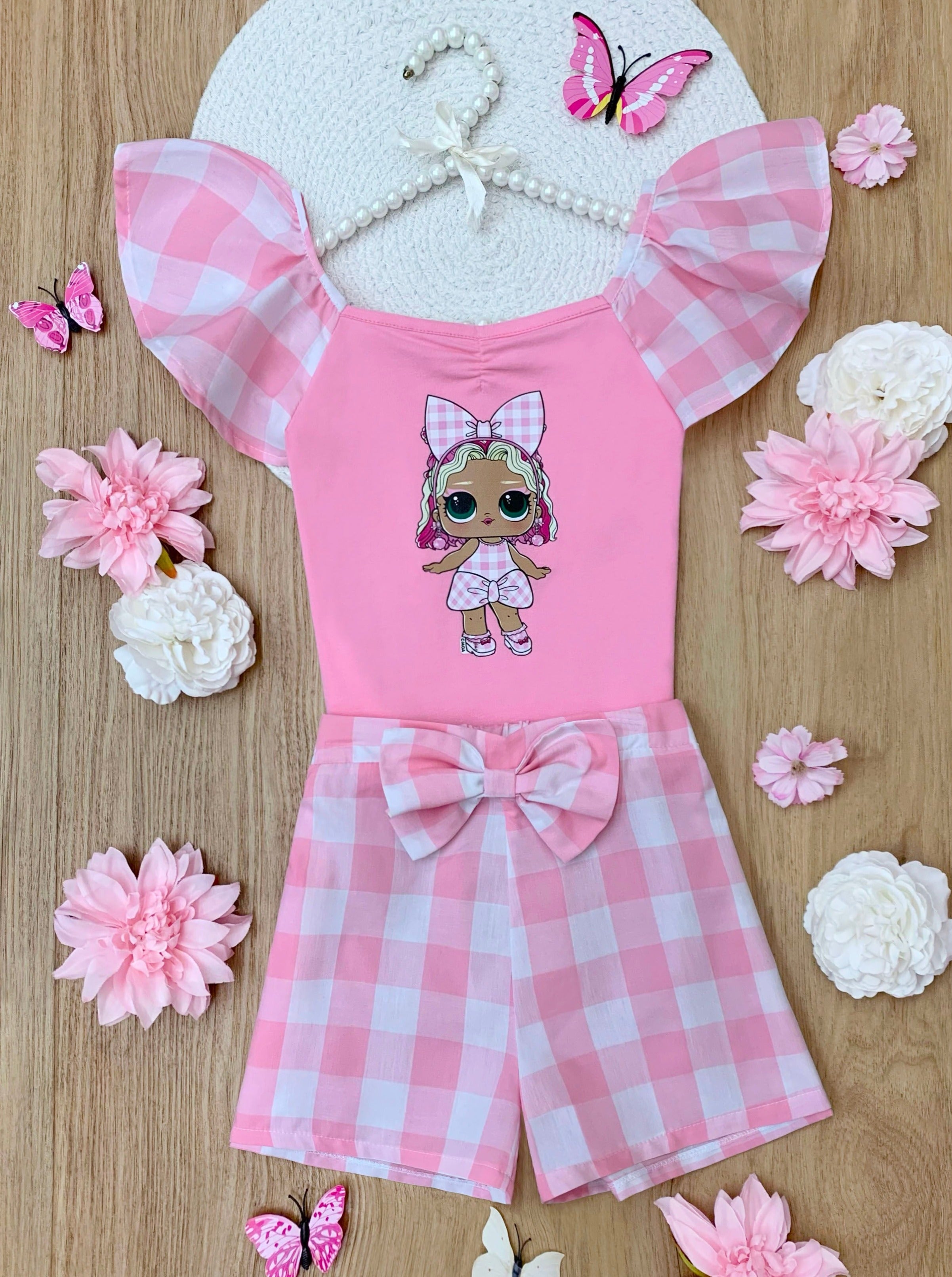 L.o.l. Surprise! Cheery Cherry Pink Gingham Short Set