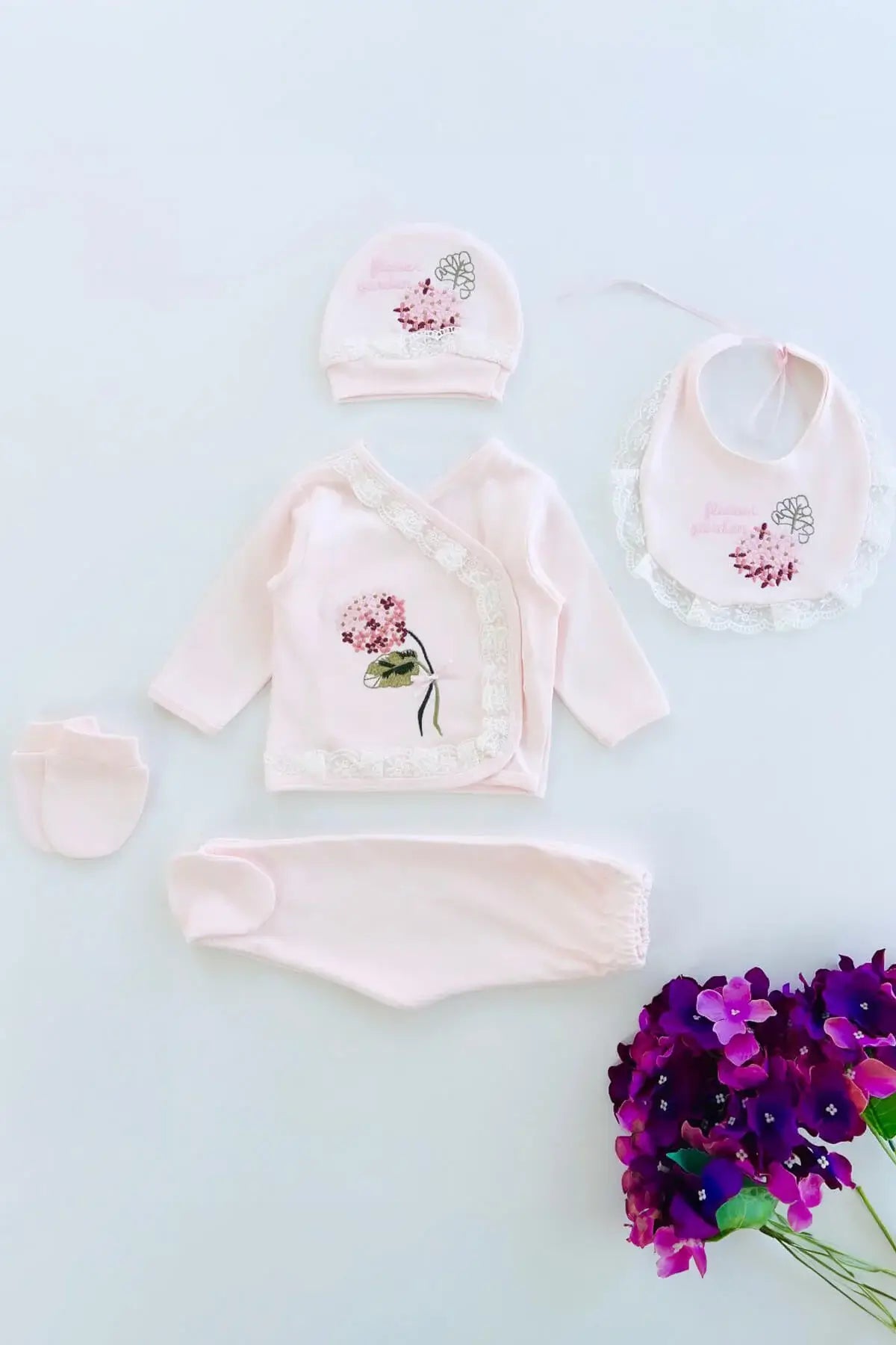 Bloom Floral Newborn Baby Outfit Set (5 Pcs)