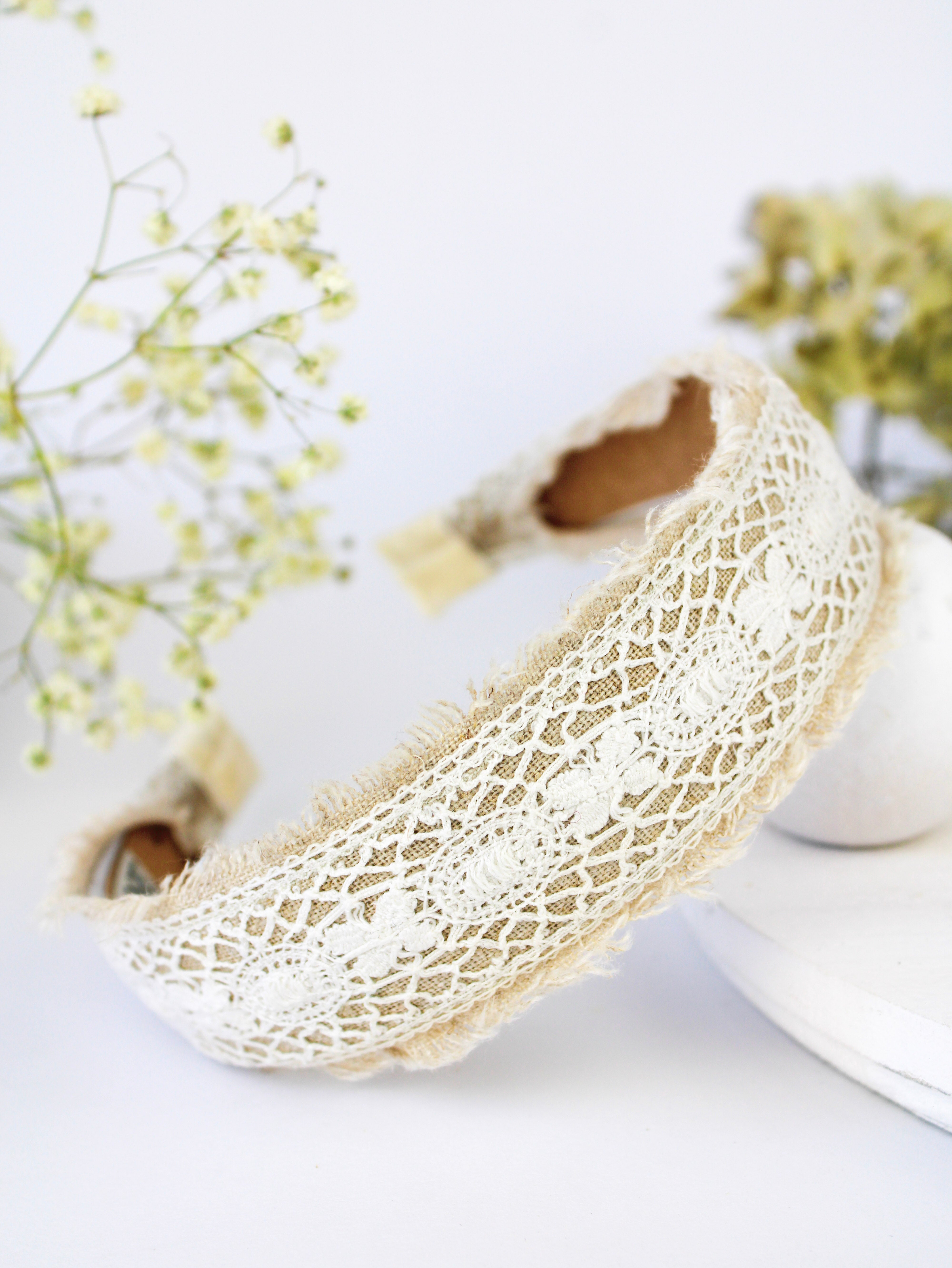 Amelia Lace And Linen Headband