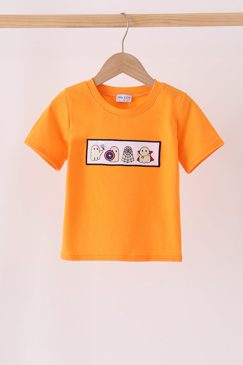 Orange Ghost Embroidery Top