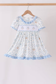 Blue Pumpkin Embroidery Ruffle Dress
