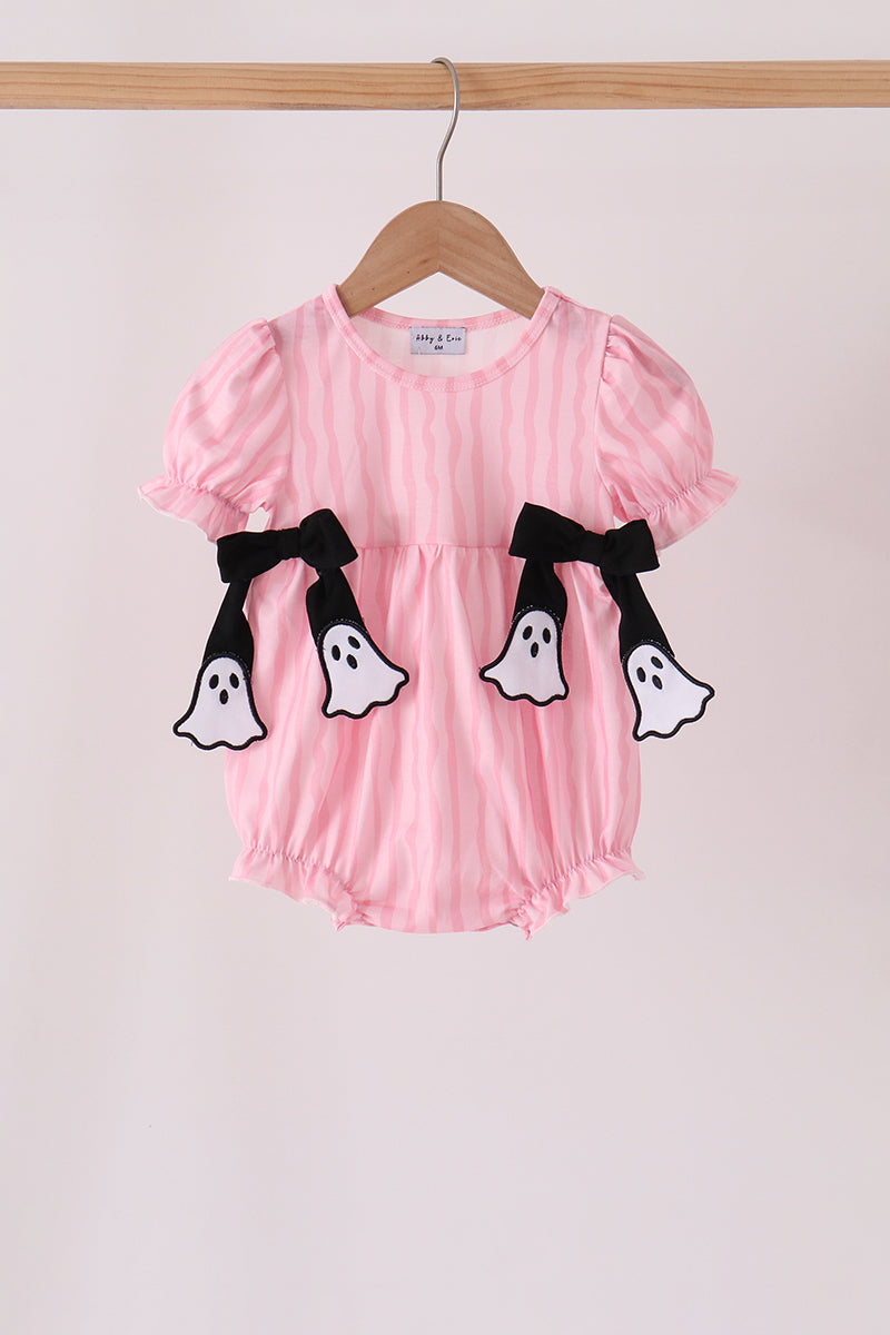 Pink Ghost Applique Stripe Bubble