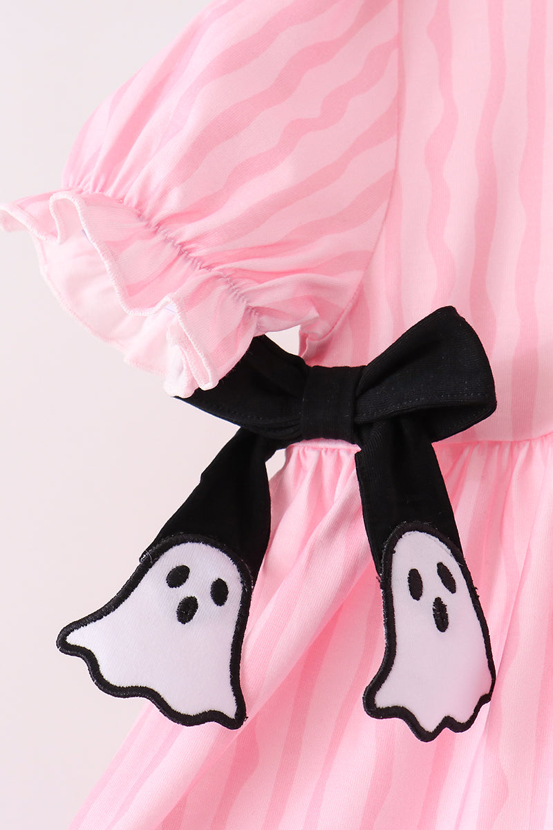 Pink Ghost Applique Stripe Bloomer Set