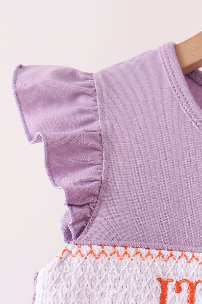 Purple Spider Smocked Ruffle Pants Set