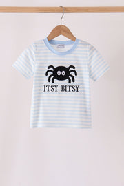 Blue Stripe Spider Embroidery Top