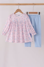 Pink Floral Bow Pants Set