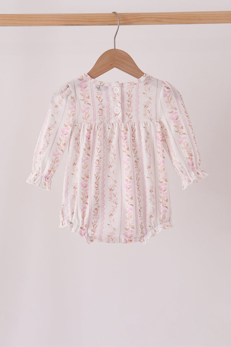 Pink Floral Turkey Embroidery Ruffle Bubble