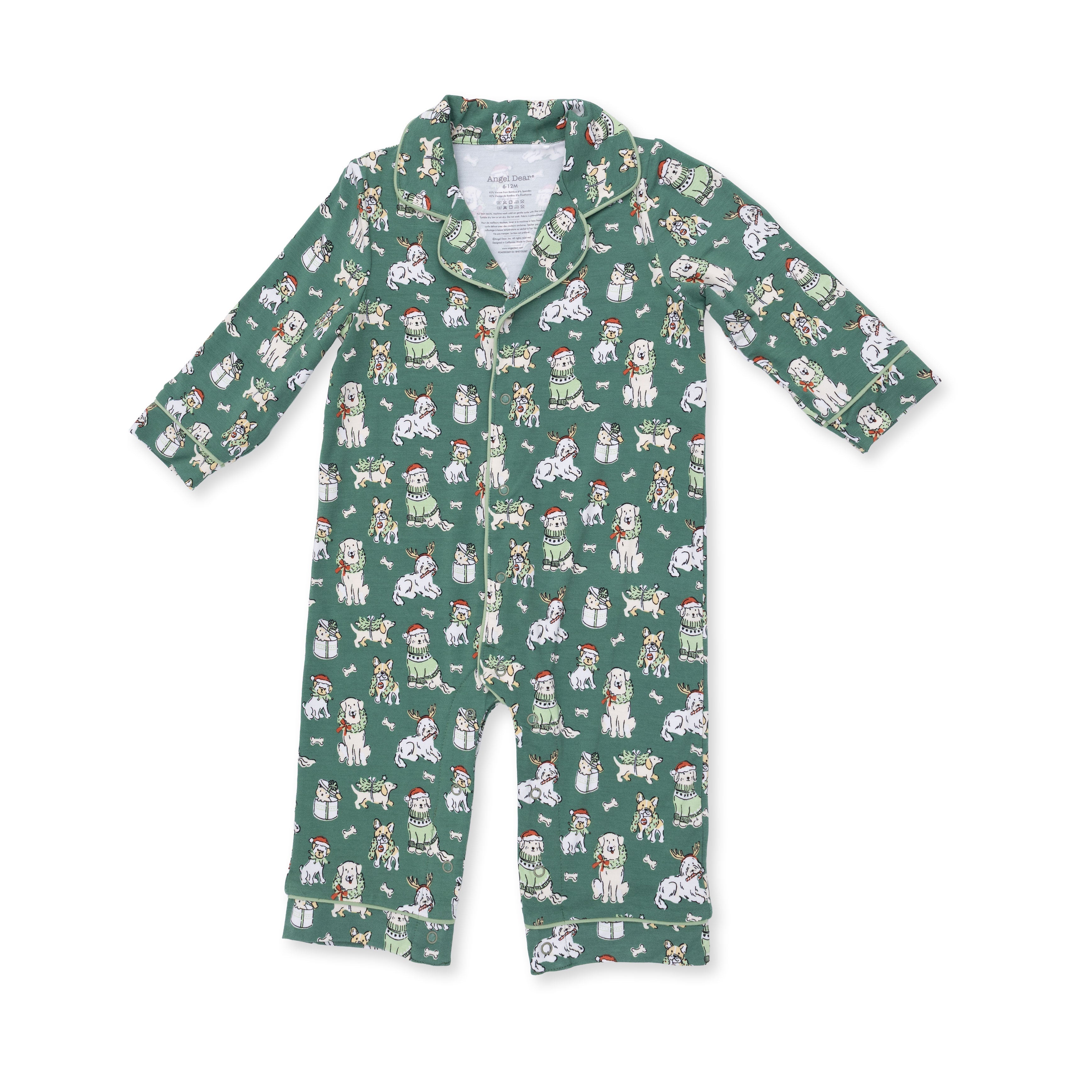 Christmas Dogs Uni - Long Sleeve Coat Style Romper