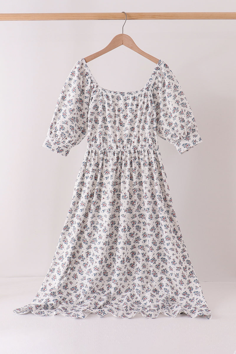 Teal Floral Mom Dress