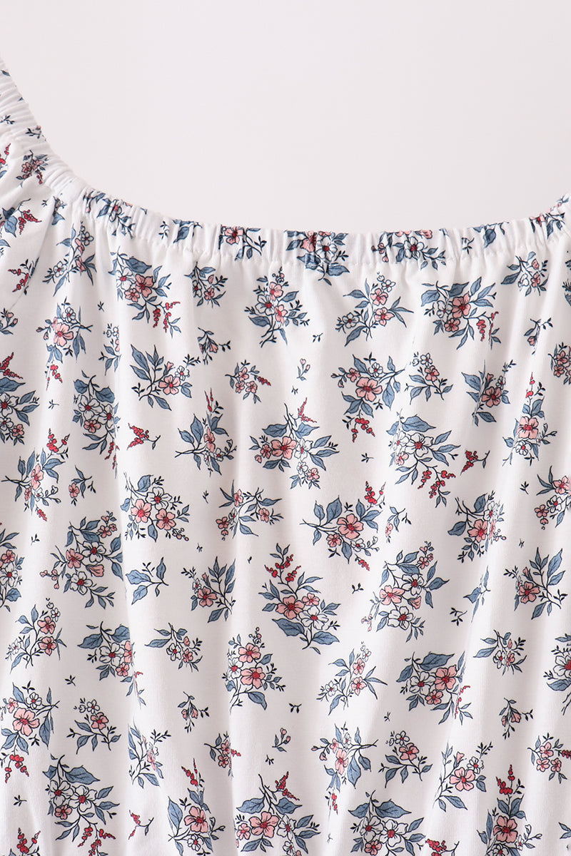 Teal Floral Mom Dress