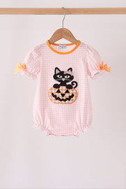 Pink Cats Jack-o-lantern Applique Bubble
