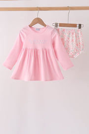 Pink Floral Bow Bloomer Set