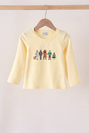 Beige Character Embroidery Top