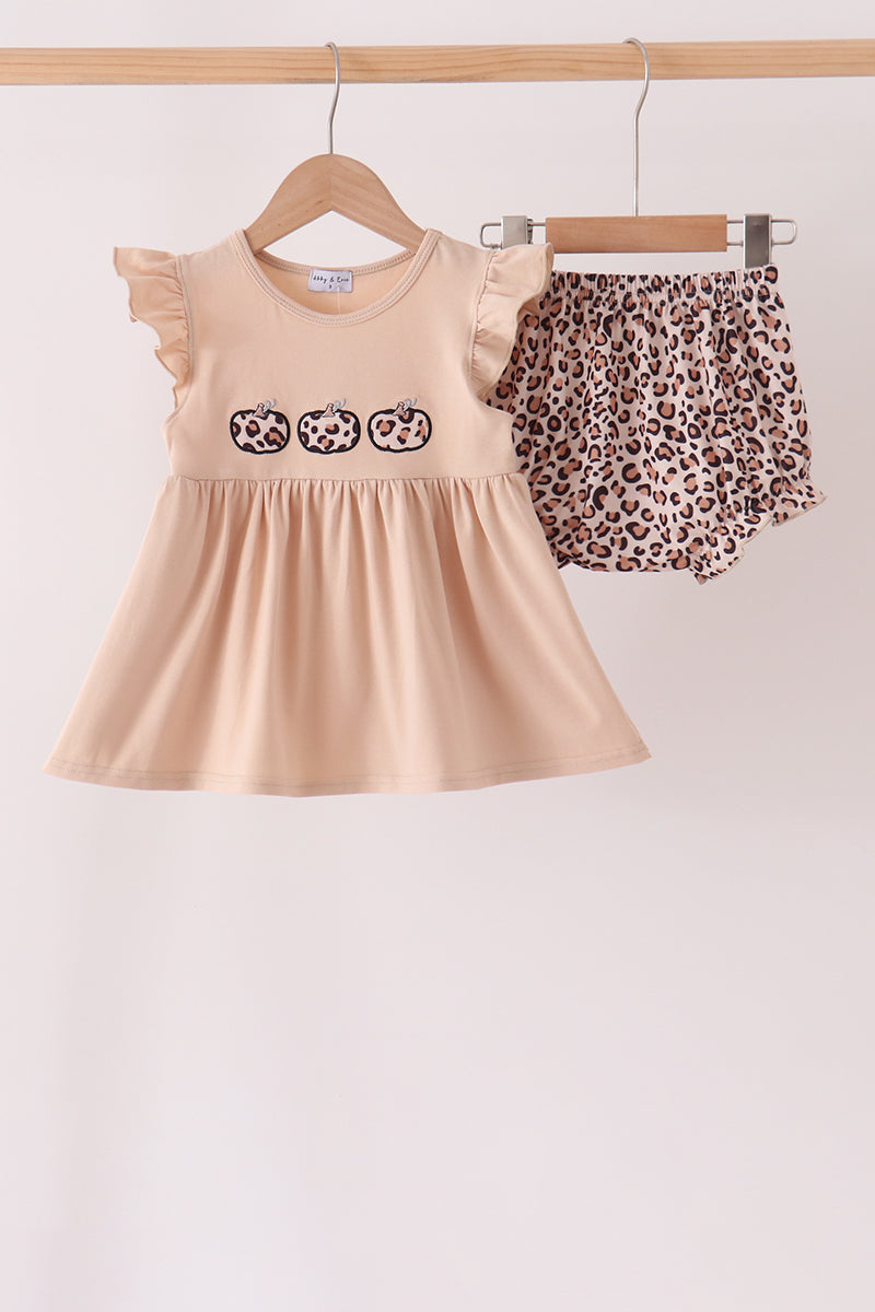 Leopard Pumpkin Applique Bloomer Set
