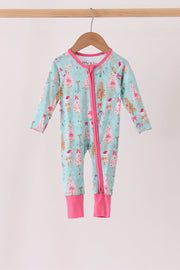 Green Christmas Tree Bamboo Zipper Romper