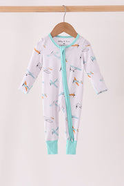 Airplane Bamboo Zipper Romper