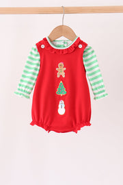 Red Gingerbread Tree Embroidery Bubble Set