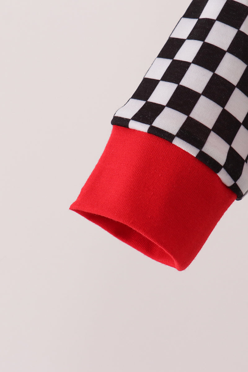 Black Car Embroidery Checkered Bubble