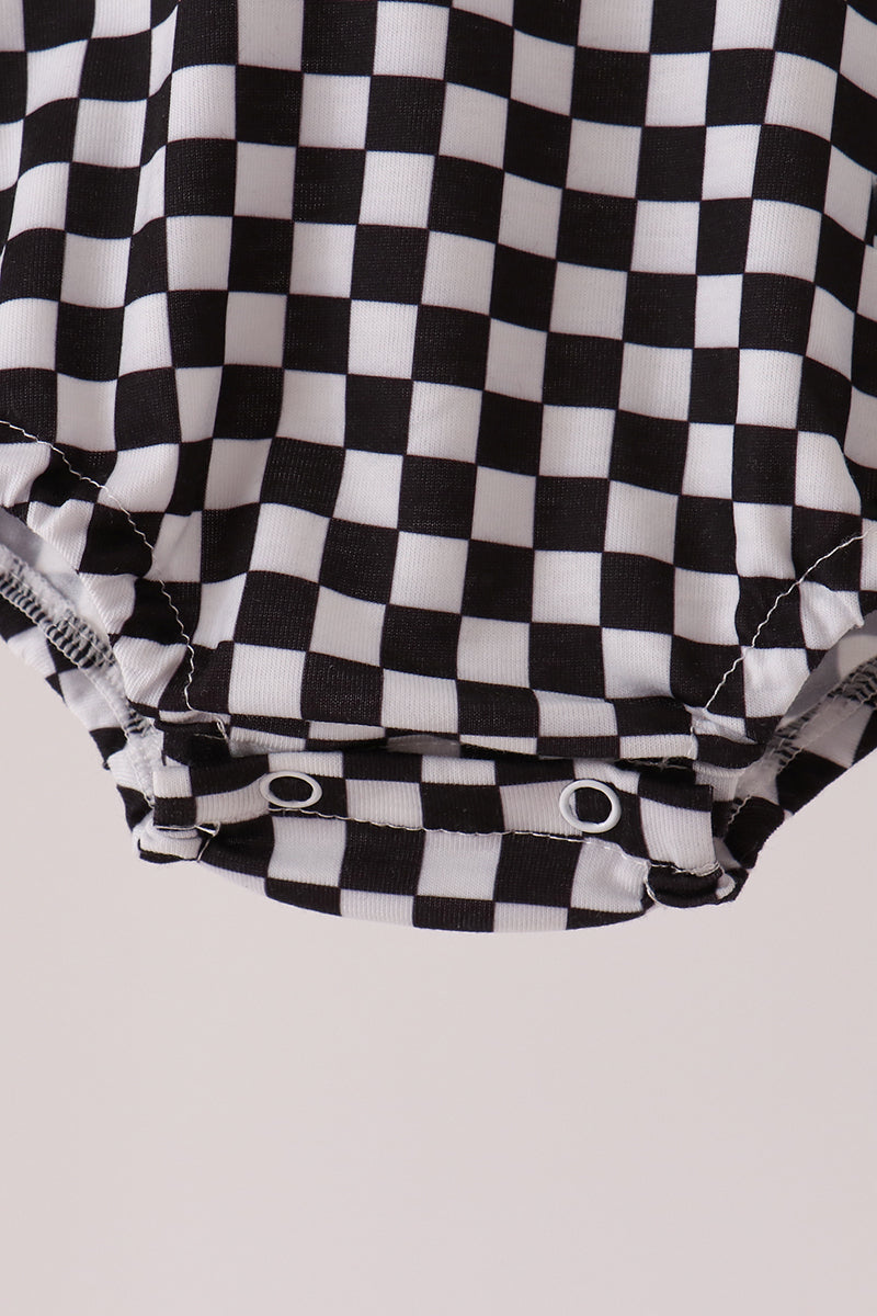 Black Car Embroidery Checkered Bubble