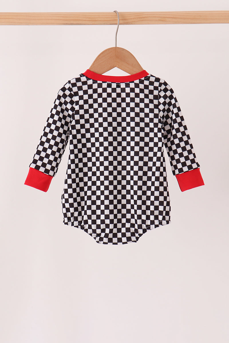 Black Car Embroidery Checkered Bubble