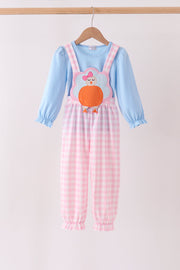 Pink Turkey Embroidery 2pc Jumpsuit Set