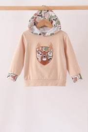 Camo Deer Applique Hoodie