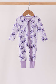 Purple Bow Zip Bamboo Romper