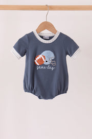 Navy Football Bow French Knot Bubble