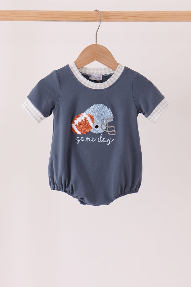 Navy Football Bow French Knot Bubble