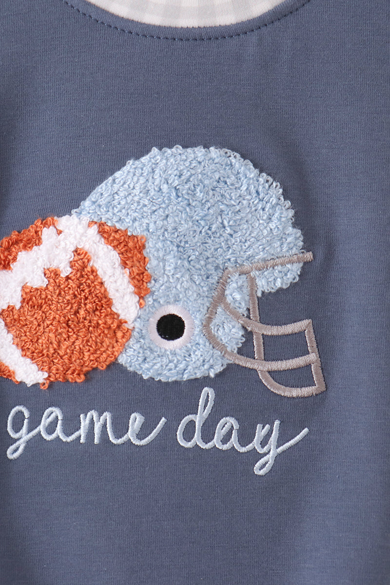 Navy Football Bow French Knot Bubble