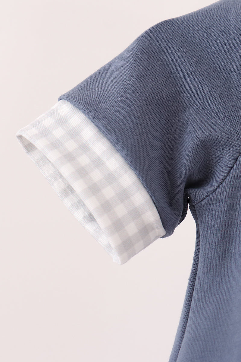 Navy Football Bow French Knot Bubble