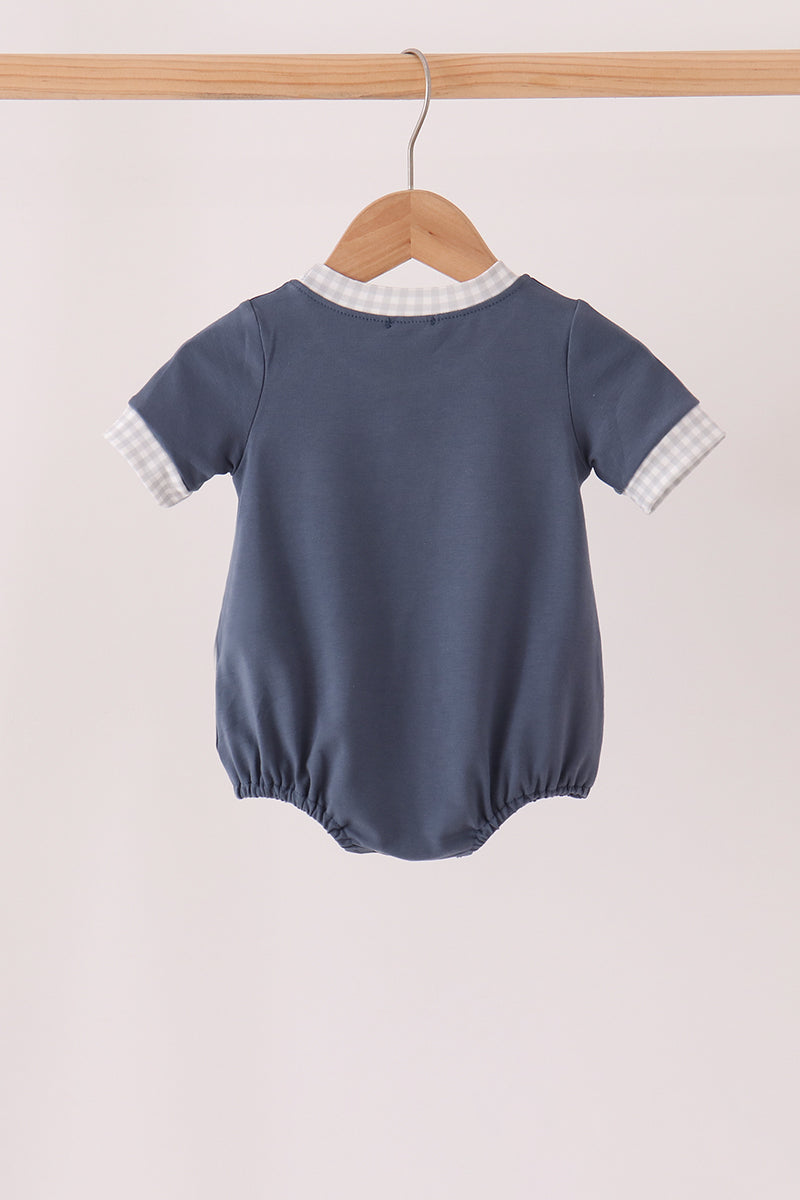 Navy Football Bow French Knot Bubble