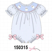 Blue Ghost Embroidery Gingham Bubble
