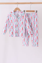 Green Bow Christmas Tree Bamboo Pajama Set