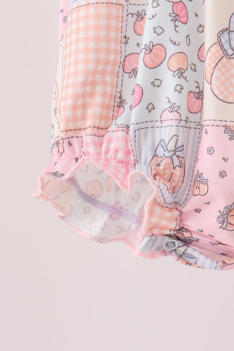Pink Pumpkin Embroidery Ruffle Bubble